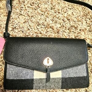 Kate Spade ♠️ Marti Festive Check Fabric Wallet Crossbody NWT